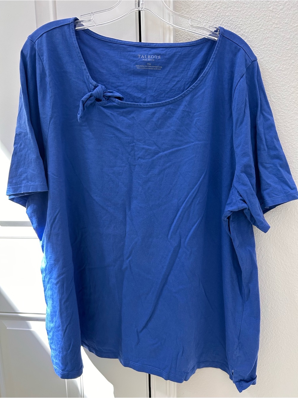 Talbots Royal Blue Short-Sleeve Knot Detail Tee